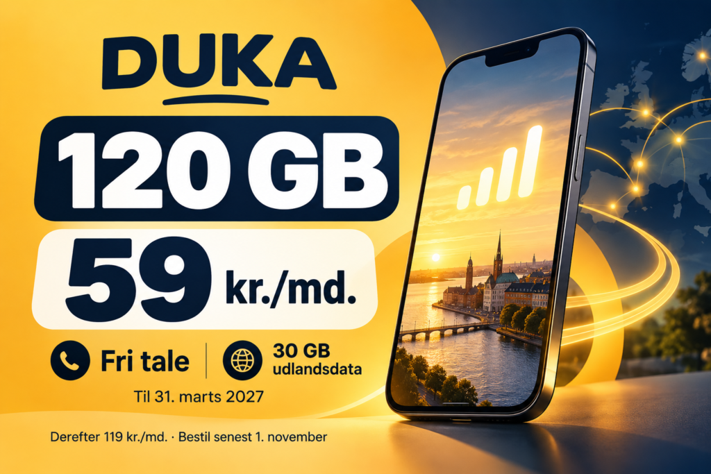 Duka: 120 GB og fri tale for 59 kr. frem til marts